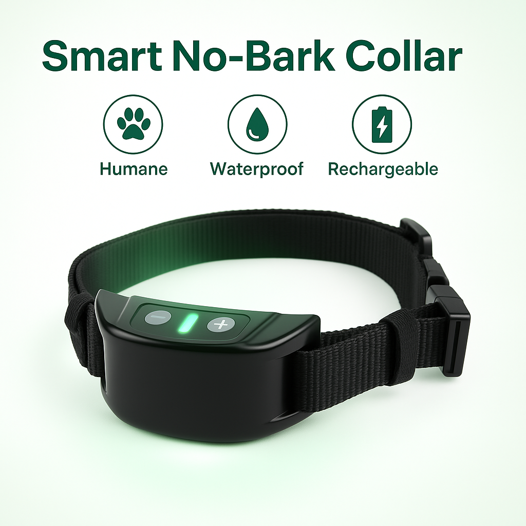 “BarkEase™ No-Shock Smart Bark Collar – Humane Training & Calm Energy for Happy Dogs” (Copy)